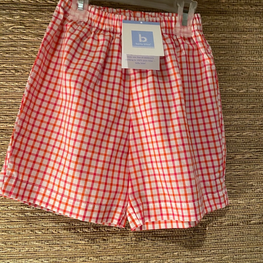 Bella Bliss boys red plaid shorts